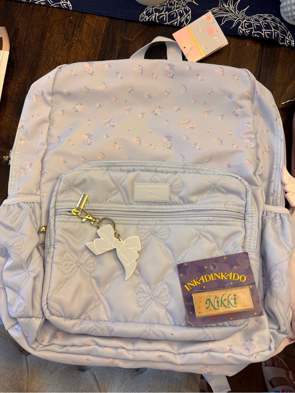 Yoobi Everblooming Rosettes Ditsy Backpack Breezy Blue